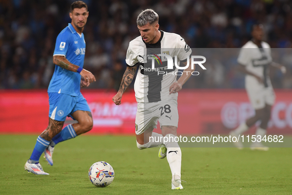 Valentin Mihaila of Parma Calcio during the Serie A match between SSC Napoli and Parma Calcio at Stadio Diego Armando Maradona Naples Italy...