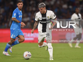 Valentin Mihaila of Parma Calcio during the Serie A match between SSC Napoli and Parma Calcio at Stadio Diego Armando Maradona Naples Italy...