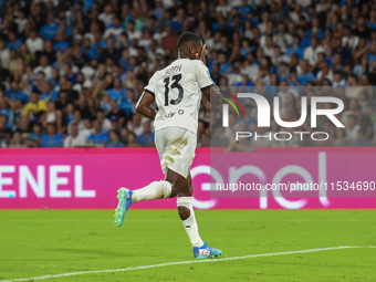 Ange-Yoan Bonny of Parma Calcio celebrates after scoring during the Serie A match between SSC Napoli and Parma Calcio at Stadio Diego Armand...