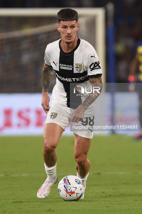 Dennis Man of Parma Calcio during the Serie A match between SSC Napoli and Parma Calcio at Stadio Diego Armando Maradona Naples Italy on 31...