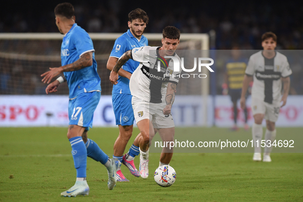 Dennis Man of Parma Calcio during the Serie A match between SSC Napoli and Parma Calcio at Stadio Diego Armando Maradona Naples Italy on 31...