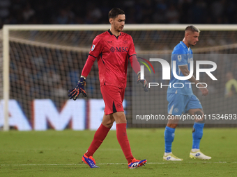 Alex Meret of SSC Napoli during the Serie A match between SSC Napoli and Parma Calcio at Stadio Diego Armando Maradona Naples Italy on 31 Au...