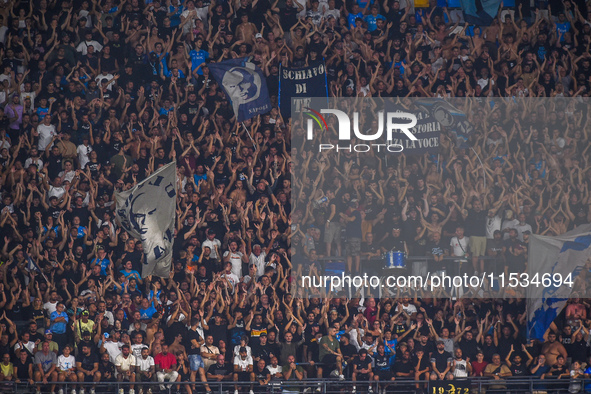 Supporters Fans of SSC Napoli during the Serie A match between SSC Napoli and Parma Calcio at Stadio Diego Armando Maradona Naples Italy on...