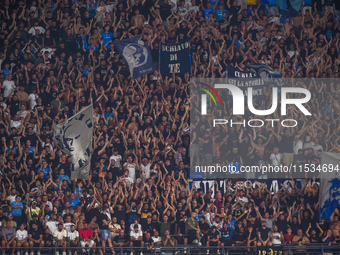 Supporters Fans of SSC Napoli during the Serie A match between SSC Napoli and Parma Calcio at Stadio Diego Armando Maradona Naples Italy on...