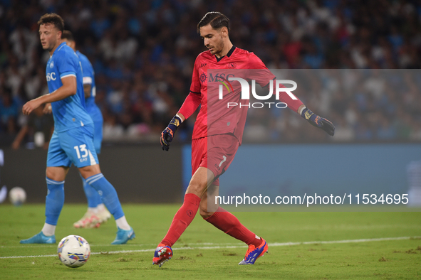 Alex Meret of SSC Napoli during the Serie A match between SSC Napoli and Parma Calcio at Stadio Diego Armando Maradona Naples Italy on 31 Au...