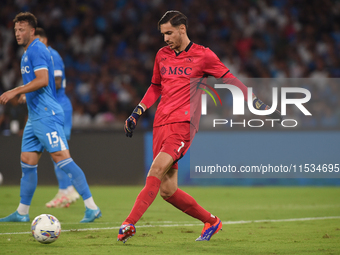 Alex Meret of SSC Napoli during the Serie A match between SSC Napoli and Parma Calcio at Stadio Diego Armando Maradona Naples Italy on 31 Au...