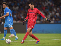 Alex Meret of SSC Napoli during the Serie A match between SSC Napoli and Parma Calcio at Stadio Diego Armando Maradona Naples Italy on 31 Au...