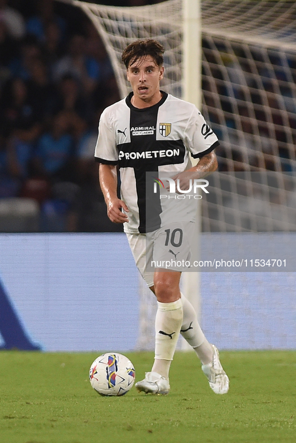 Adrian Bernabe of Parma Calcio during the Serie A match between SSC Napoli and Parma Calcio at Stadio Diego Armando Maradona Naples Italy on...