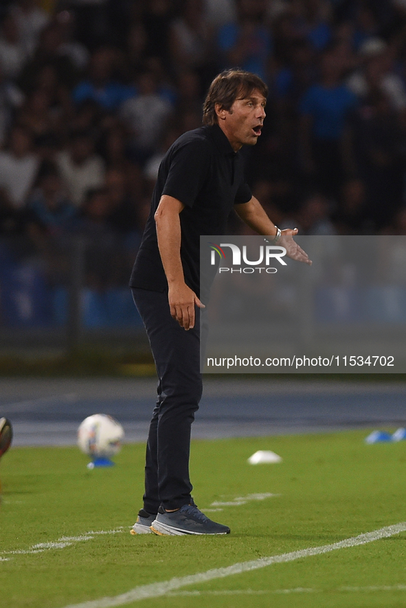 Antonio Conte Head Coach of SSC Napoli during the Serie A match between SSC Napoli and Parma Calcio at Stadio Diego Armando Maradona Naples...