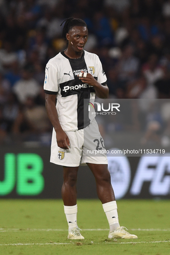 Woyo Coulibaly of Parma Calcio during the Serie A match between SSC Napoli and Parma Calcio at Stadio Diego Armando Maradona Naples Italy on...