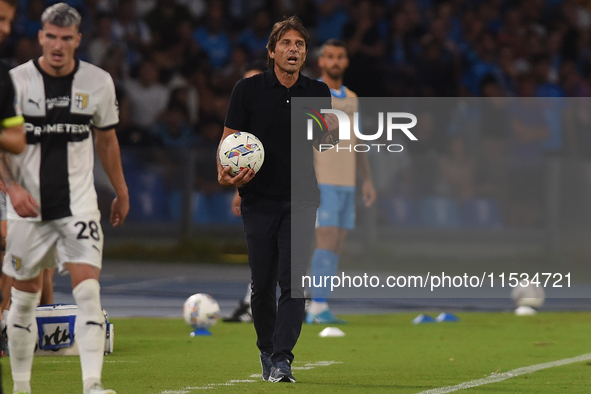 Antonio Conte Head Coach of SSC Napoli during the Serie A match between SSC Napoli and Parma Calcio at Stadio Diego Armando Maradona Naples...