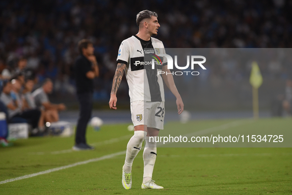 Valentin Mihaila of Parma Calcio during the Serie A match between SSC Napoli and Parma Calcio at Stadio Diego Armando Maradona Naples Italy...