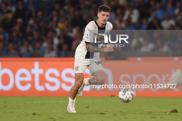 Dennis Man of Parma Calcio during the Serie A match between SSC Napoli and Parma Calcio at Stadio Diego Armando Maradona Naples Italy on 31...