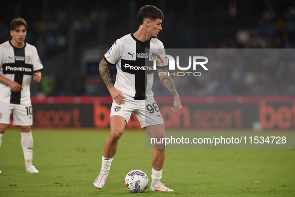 Dennis Man of Parma Calcio during the Serie A match between SSC Napoli and Parma Calcio at Stadio Diego Armando Maradona Naples Italy on 31...