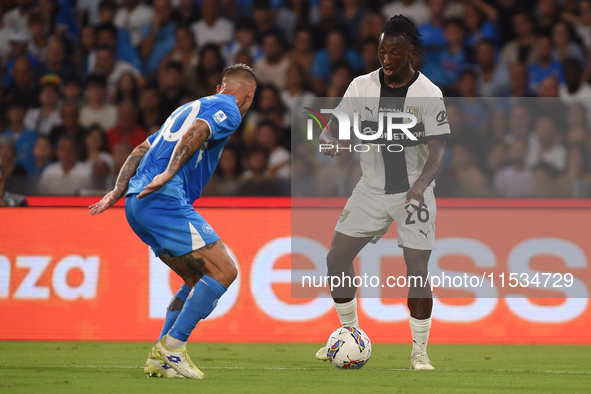 Woyo Coulibaly of Parma Calcio during the Serie A match between SSC Napoli and Parma Calcio at Stadio Diego Armando Maradona Naples Italy on...