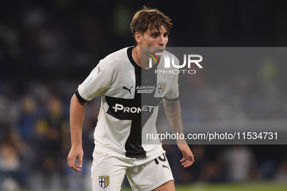 Adrian Bernabe of Parma Calcio during the Serie A match between SSC Napoli and Parma Calcio at Stadio Diego Armando Maradona Naples Italy on...