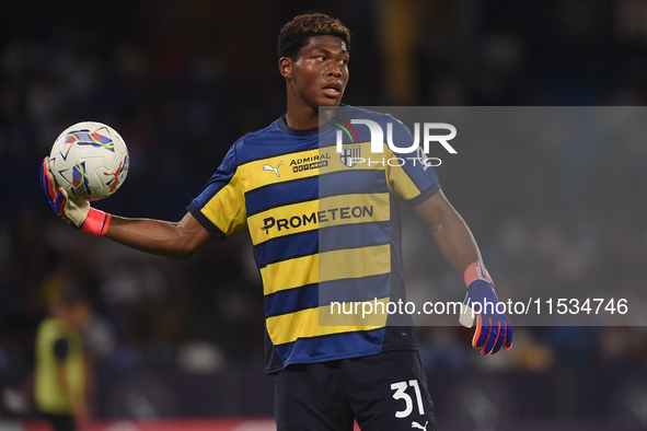 Zion Suzuki of Parma Calcio during the Serie A match between SSC Napoli and Parma Calcio at Stadio Diego Armando Maradona Naples Italy on 31...