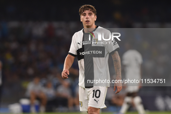 Adrian Bernabe of Parma Calcio during the Serie A match between SSC Napoli and Parma Calcio at Stadio Diego Armando Maradona Naples Italy on...