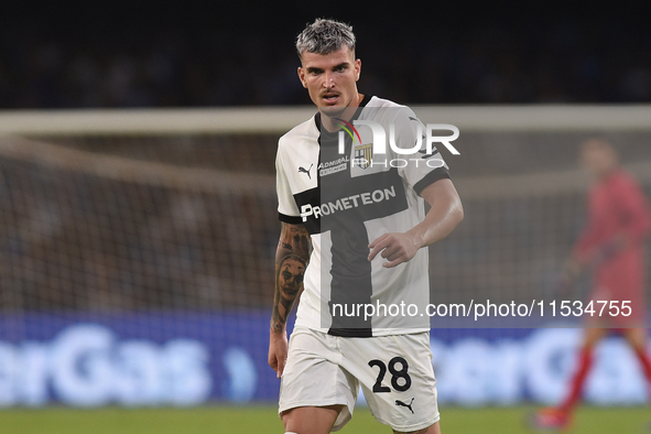 Valentin Mihaila of Parma Calcio during the Serie A match between SSC Napoli and Parma Calcio at Stadio Diego Armando Maradona Naples Italy...