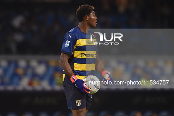 Zion Suzuki of Parma Calcio during the Serie A match between SSC Napoli and Parma Calcio at Stadio Diego Armando Maradona Naples Italy on 31...