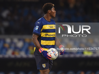 Zion Suzuki of Parma Calcio during the Serie A match between SSC Napoli and Parma Calcio at Stadio Diego Armando Maradona Naples Italy on 31...