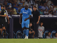 Romelu Lukaku and Antonio Conte of SSC Napoli during the Serie A match between SSC Napoli and Parma Calcio at Stadio Diego Armando Maradona...