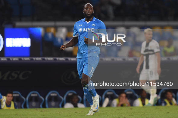 Romelu Lukaku of SSC Napoli during the Serie A match between SSC Napoli and Parma Calcio at Stadio Diego Armando Maradona Naples Italy on 31...