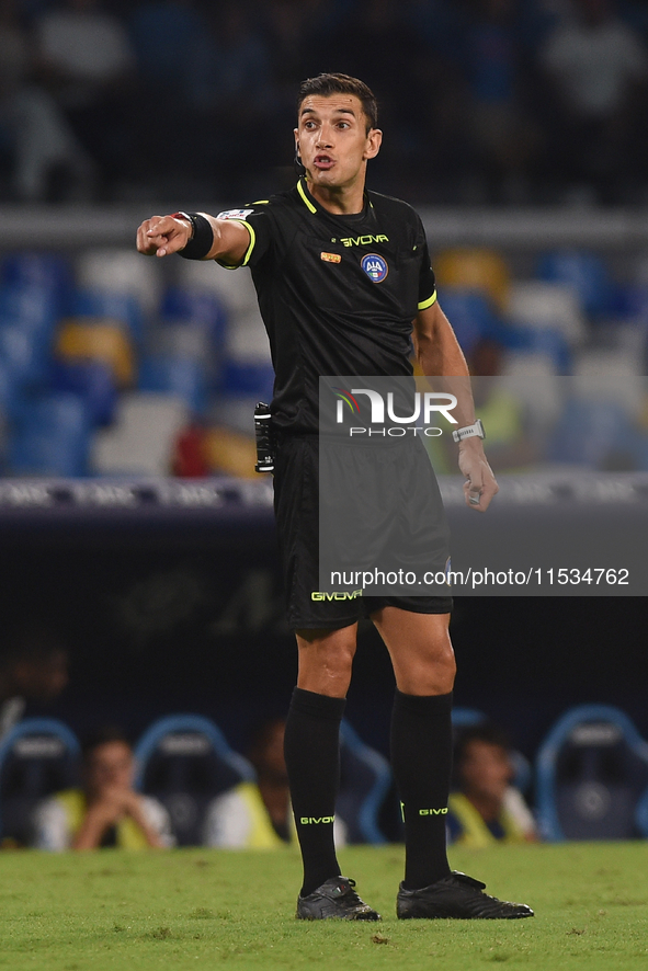 Referee Paride Tremolada during the Serie A match between SSC Napoli and Parma Calcio at Stadio Diego Armando Maradona Naples Italy on 31 Au...