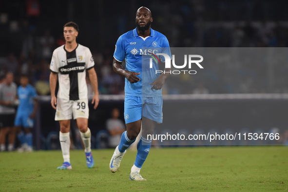 Romelu Lukaku of SSC Napoli during the Serie A match between SSC Napoli and Parma Calcio at Stadio Diego Armando Maradona Naples Italy on 31...