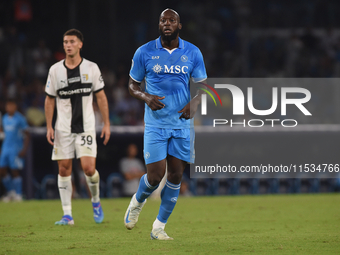 Romelu Lukaku of SSC Napoli during the Serie A match between SSC Napoli and Parma Calcio at Stadio Diego Armando Maradona Naples Italy on 31...