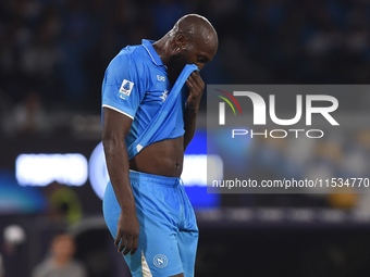 Romelu Lukaku of SSC Napoli during the Serie A match between SSC Napoli and Parma Calcio at Stadio Diego Armando Maradona Naples Italy on 31...