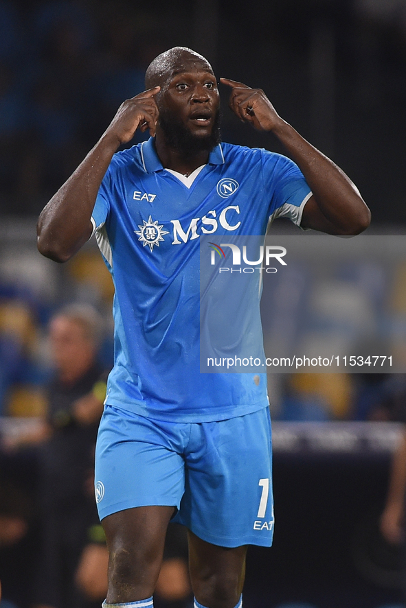 Romelu Lukaku of SSC Napoli during the Serie A match between SSC Napoli and Parma Calcio at Stadio Diego Armando Maradona Naples Italy on 31...