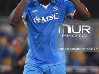 Romelu Lukaku of SSC Napoli during the Serie A match between SSC Napoli and Parma Calcio at Stadio Diego Armando Maradona Naples Italy on 31...