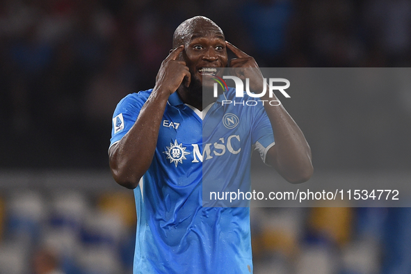 Romelu Lukaku of SSC Napoli during the Serie A match between SSC Napoli and Parma Calcio at Stadio Diego Armando Maradona Naples Italy on 31...