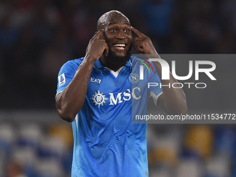 Romelu Lukaku of SSC Napoli during the Serie A match between SSC Napoli and Parma Calcio at Stadio Diego Armando Maradona Naples Italy on 31...