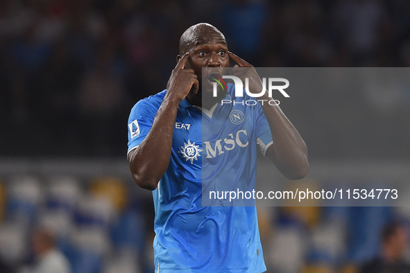 Romelu Lukaku of SSC Napoli during the Serie A match between SSC Napoli and Parma Calcio at Stadio Diego Armando Maradona Naples Italy on 31...