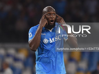 Romelu Lukaku of SSC Napoli during the Serie A match between SSC Napoli and Parma Calcio at Stadio Diego Armando Maradona Naples Italy on 31...