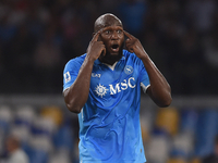 Romelu Lukaku of SSC Napoli during the Serie A match between SSC Napoli and Parma Calcio at Stadio Diego Armando Maradona Naples Italy on 31...