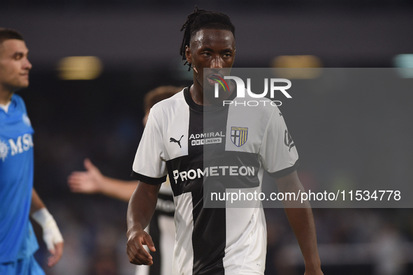 Woyo Coulibaly of Parma Calcio during the Serie A match between SSC Napoli and Parma Calcio at Stadio Diego Armando Maradona Naples Italy on...