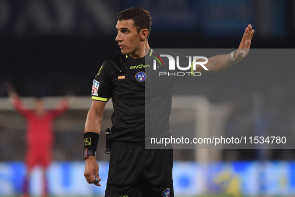 Referee Paride Tremolada during the Serie A match between SSC Napoli and Parma Calcio at Stadio Diego Armando Maradona Naples Italy on 31 Au...