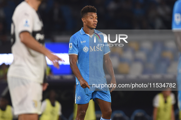 David Neres of SSC Napoli during the Serie A match between SSC Napoli and Parma Calcio at Stadio Diego Armando Maradona Naples Italy on 31 A...