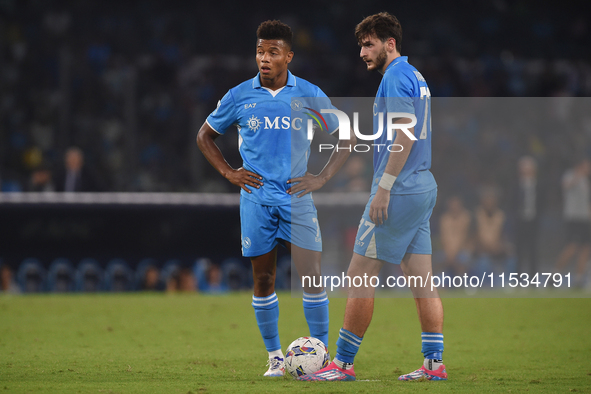 David Neres and Khvicha Kvaratskhelia of SSC Napoli during the Serie A match between SSC Napoli and Parma Calcio at Stadio Diego Armando Mar...