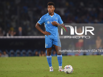 David Neres of SSC Napoli during the Serie A match between SSC Napoli and Parma Calcio at Stadio Diego Armando Maradona Naples Italy on 31 A...