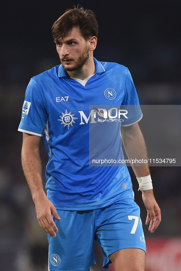 Khvicha Kvaratskhelia of SSC Napoli during the Serie A match between SSC Napoli and Parma Calcio at Stadio Diego Armando Maradona Naples Ita...