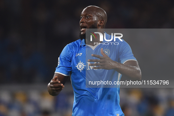 Romelu Lukaku of SSC Napoli during the Serie A match between SSC Napoli and Parma Calcio at Stadio Diego Armando Maradona Naples Italy on 31...