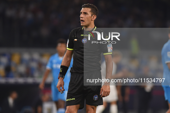 Referee Paride Tremolada during the Serie A match between SSC Napoli and Parma Calcio at Stadio Diego Armando Maradona Naples Italy on 31 Au...