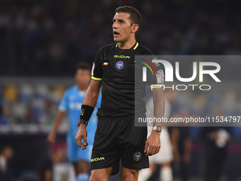 Referee Paride Tremolada during the Serie A match between SSC Napoli and Parma Calcio at Stadio Diego Armando Maradona Naples Italy on 31 Au...