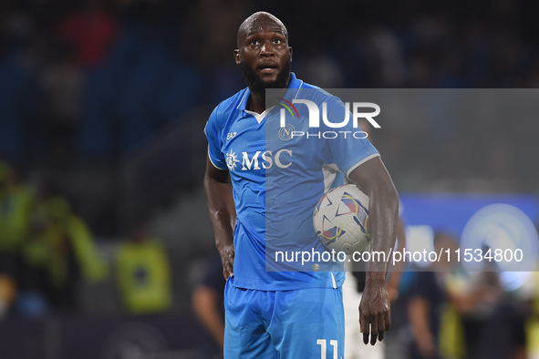 Romelu Lukaku of SSC Napoli during the Serie A match between SSC Napoli and Parma Calcio at Stadio Diego Armando Maradona Naples Italy on 31...