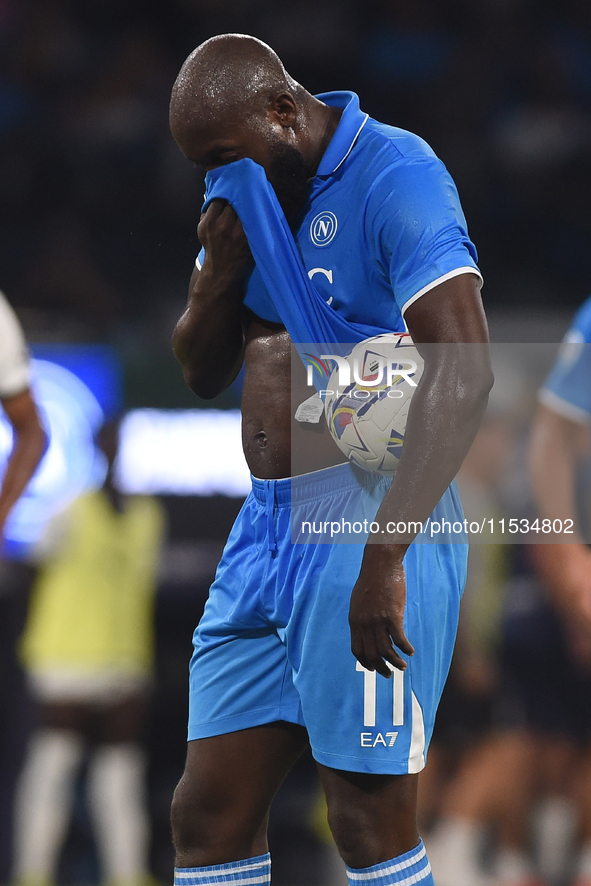 Romelu Lukaku of SSC Napoli during the Serie A match between SSC Napoli and Parma Calcio at Stadio Diego Armando Maradona Naples Italy on 31...