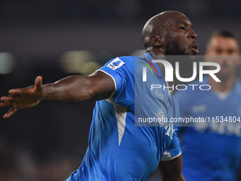 Romelu Lukaku of SSC Napoli celebrates after scoring during the Serie A match between SSC Napoli and Parma Calcio at Stadio Diego Armando Ma...